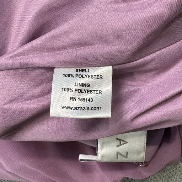 Azazie Kaleigh Bridesmaid Pleated Chiffon Dress Full Length Wisteria Custom NWT - Picture 13 of 15